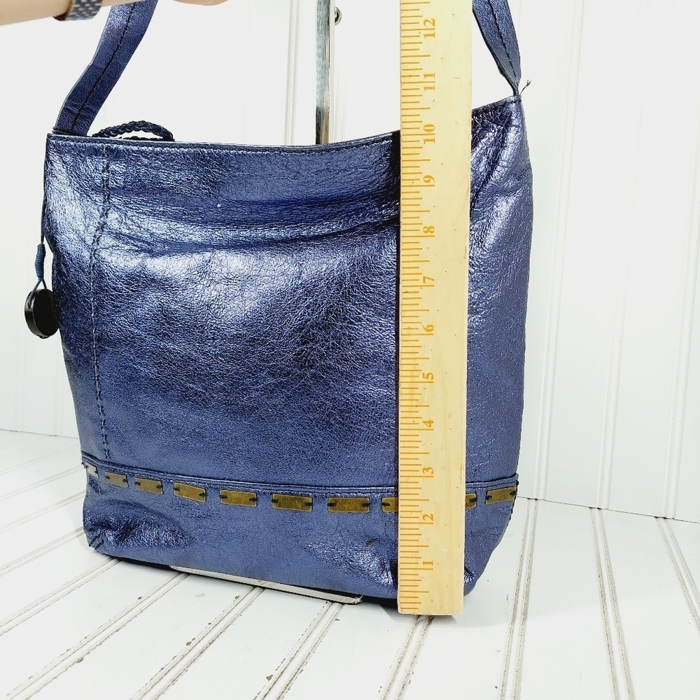 Metallic Blue Women’s Shoulder Bag - Picture 9 of 16